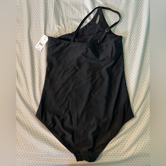 LANDS’ END Black One-Shoulder Swimsuit size Large 14 - 16 NWT - Picture 4 of 4